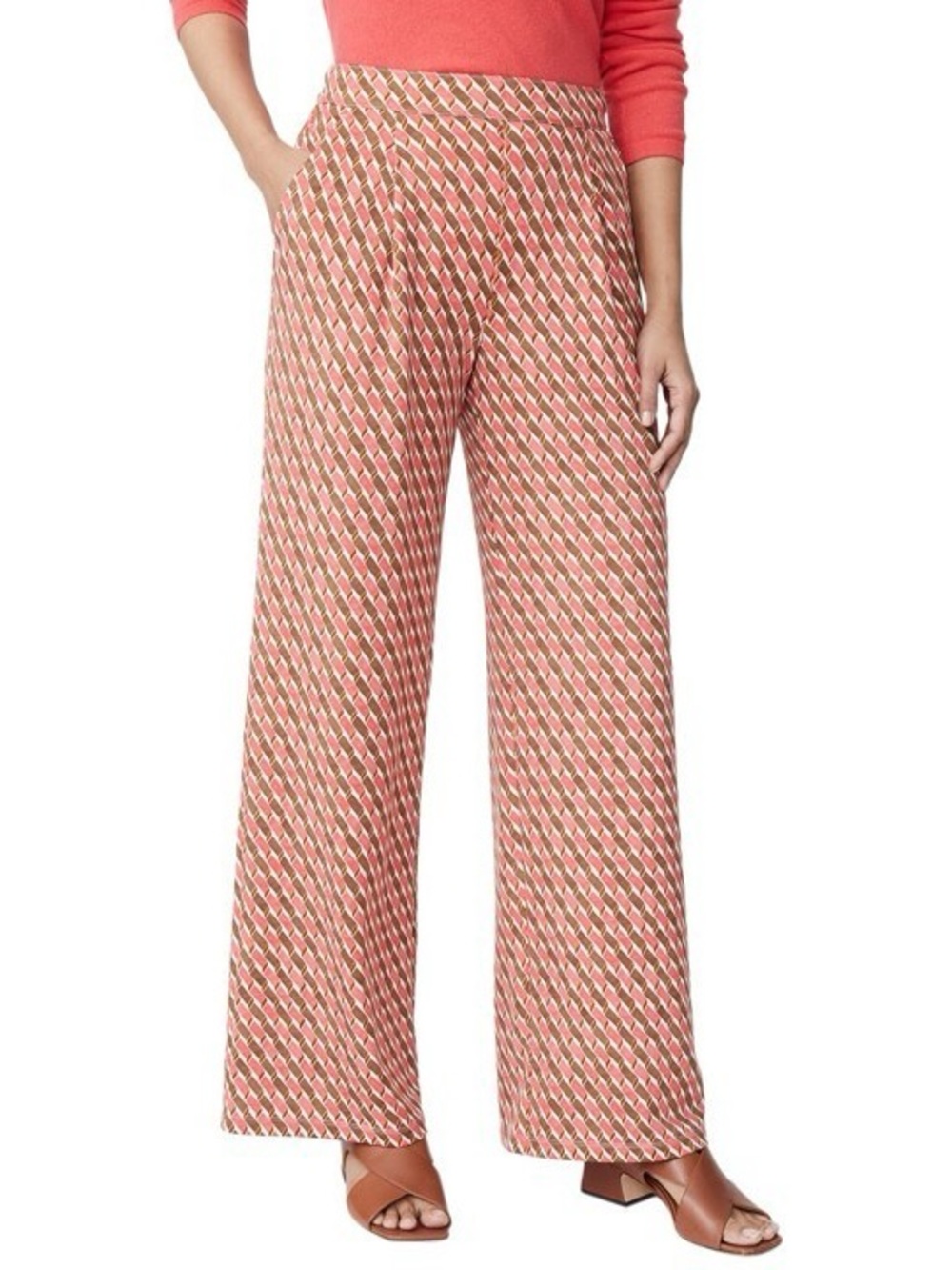 J. McLaughlin Pasha Wide Leg Pull On Pant in Mini Fernwood Geo Print Medium NWT